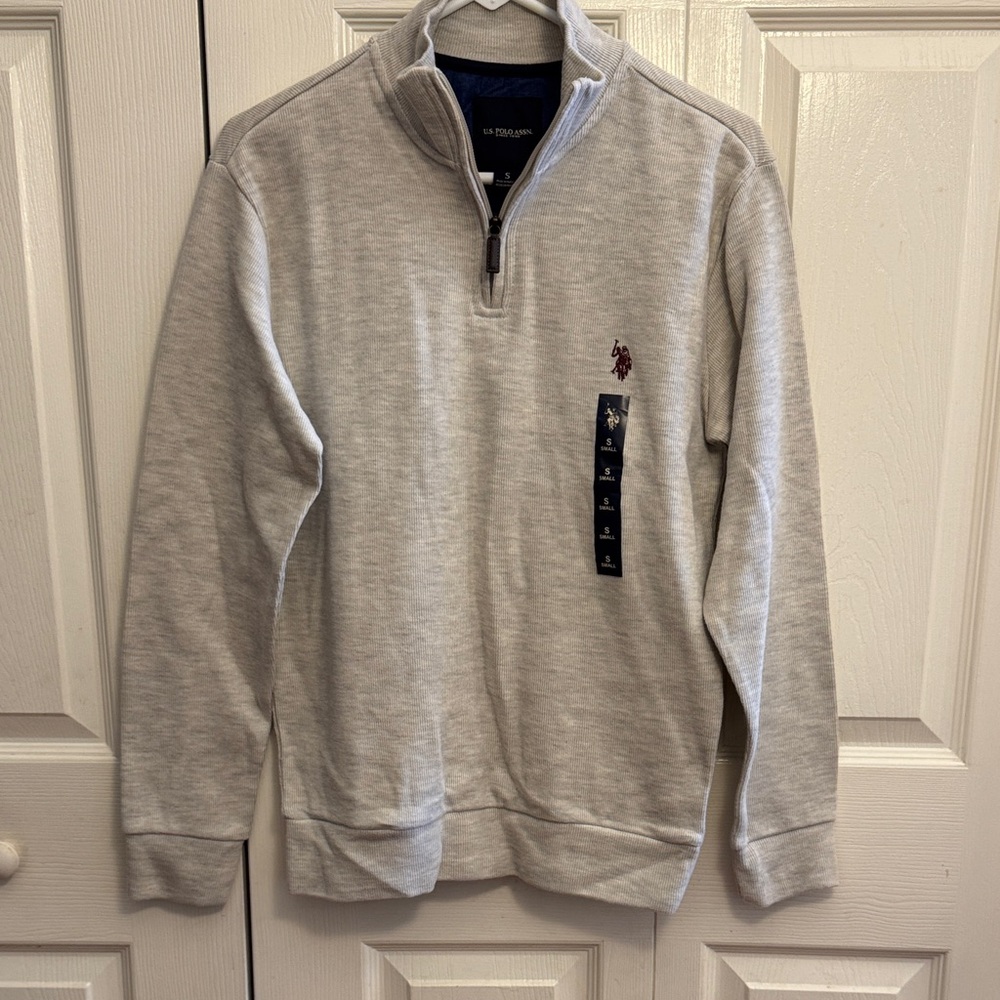 U.S. Polo Assn. Light Gray Zip-Up Sweater